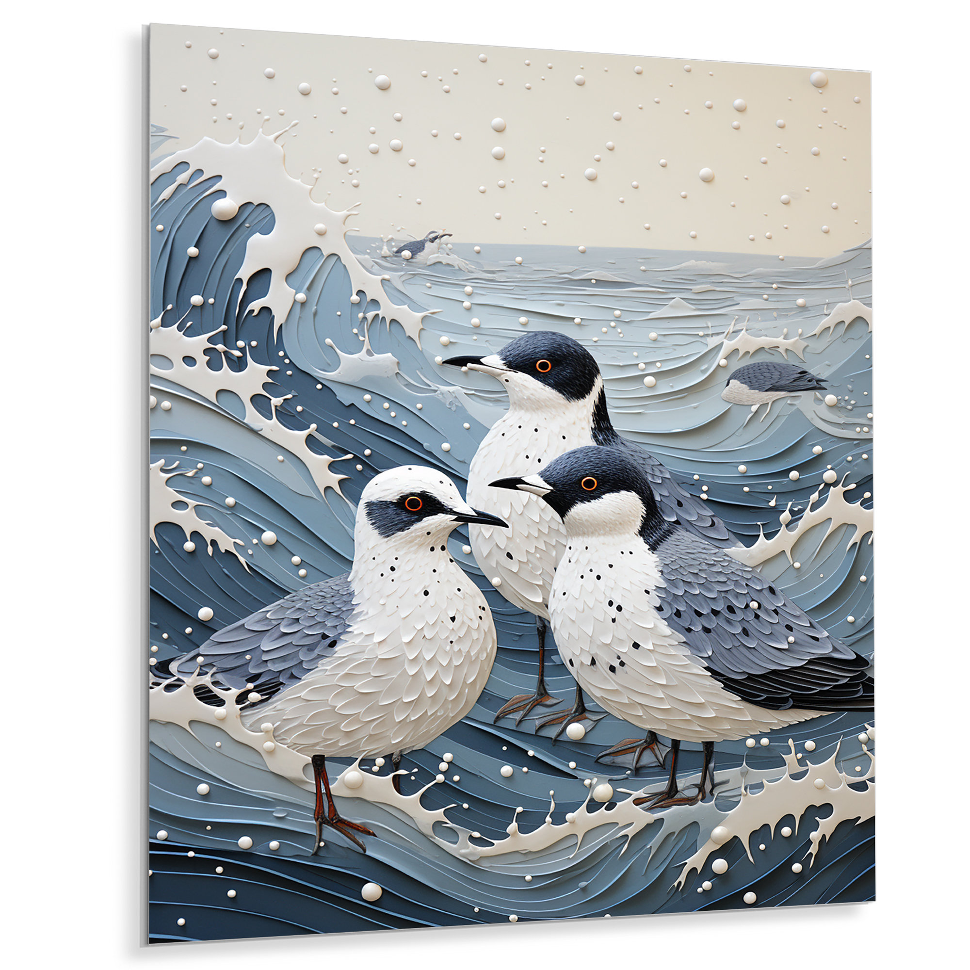 Dovecove Beach Seagulls Haven Pointillism II - Seagull Metal Wall Decor ...