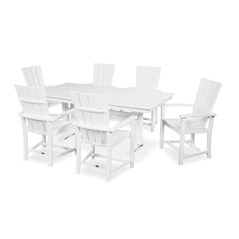 Ensemble repas de style campagnard 7 pièces POLYWOOD Quattro, Blanc