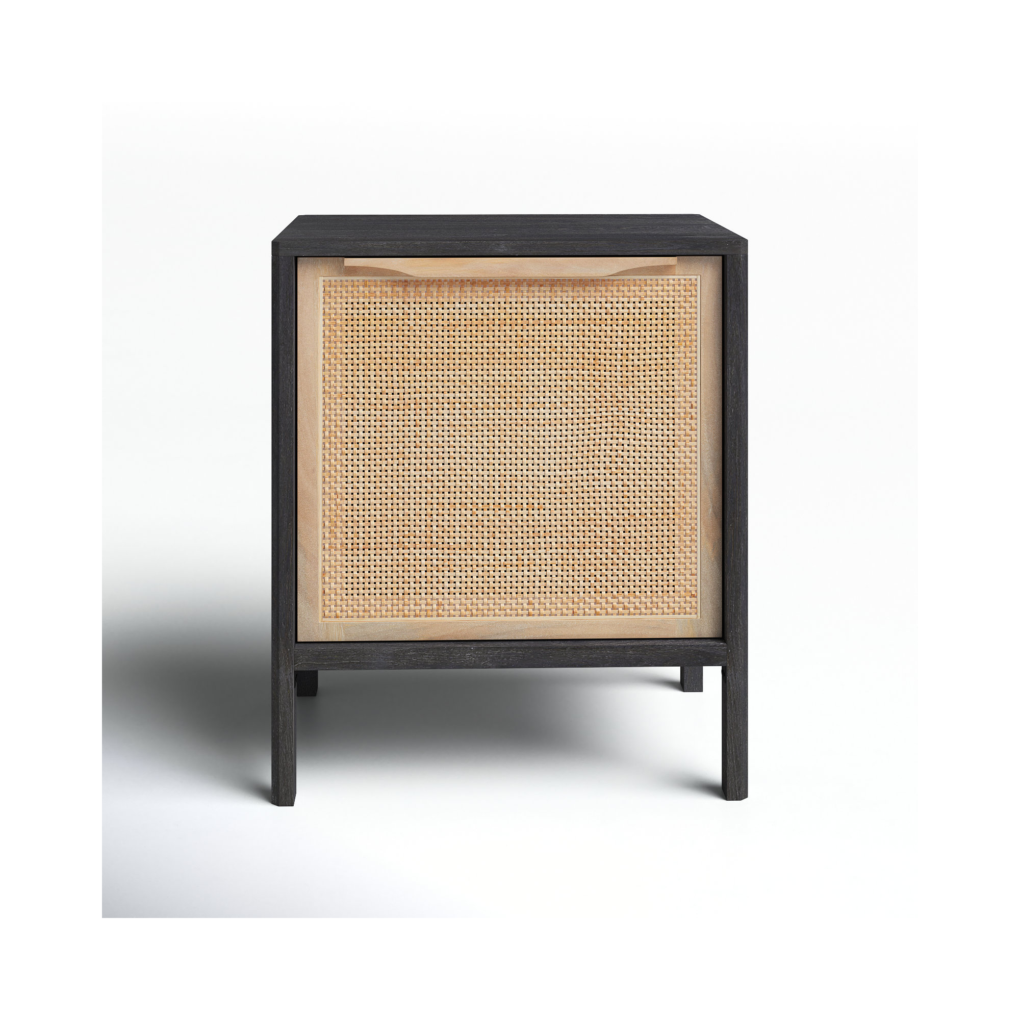 Nellie Cane Nightstand, Black Wash/Natural, Left