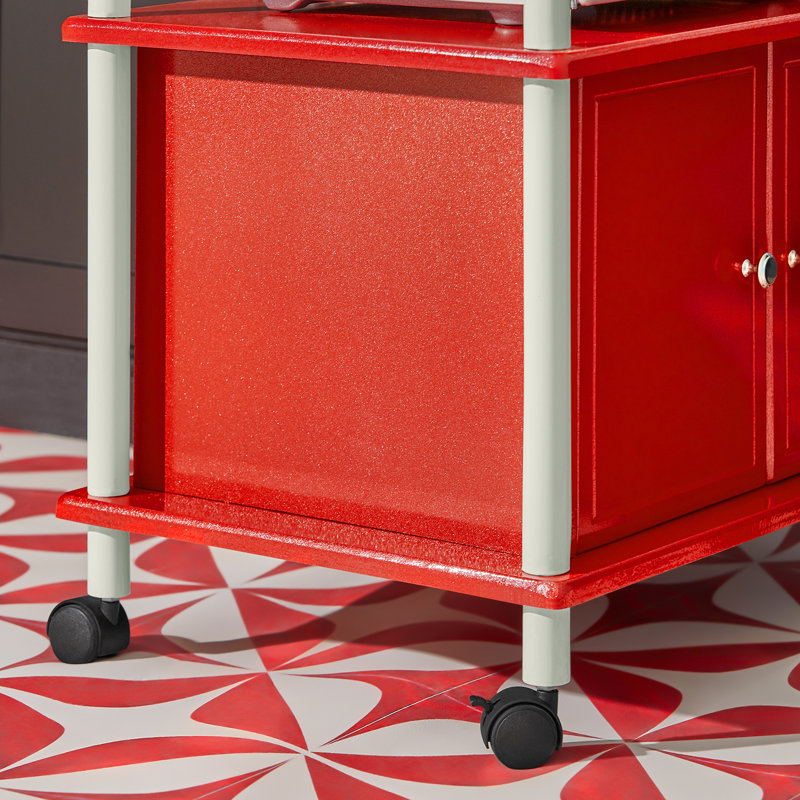 Kassidy 60cm W Shelving Unit with Wheels, Red