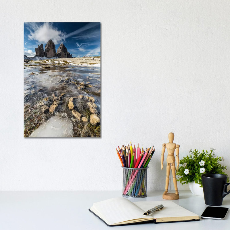 Italy, Tre Cime Di Lavaredo With Ice, Dolomites by Mikolaj Gospodarek - Wrapped Canvas Print, 20.32 cm H x 30.48 cm W