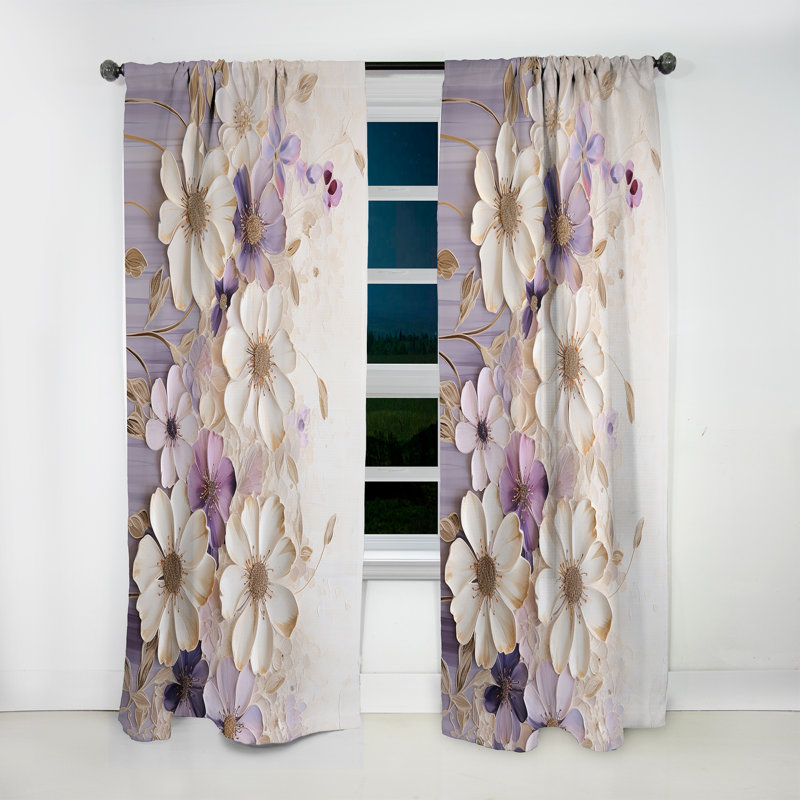 Ornements violets I beige et mauve - Rideau traditionnel - Velours obscurcissant - 1 panneau, L 52 po x L 84 po