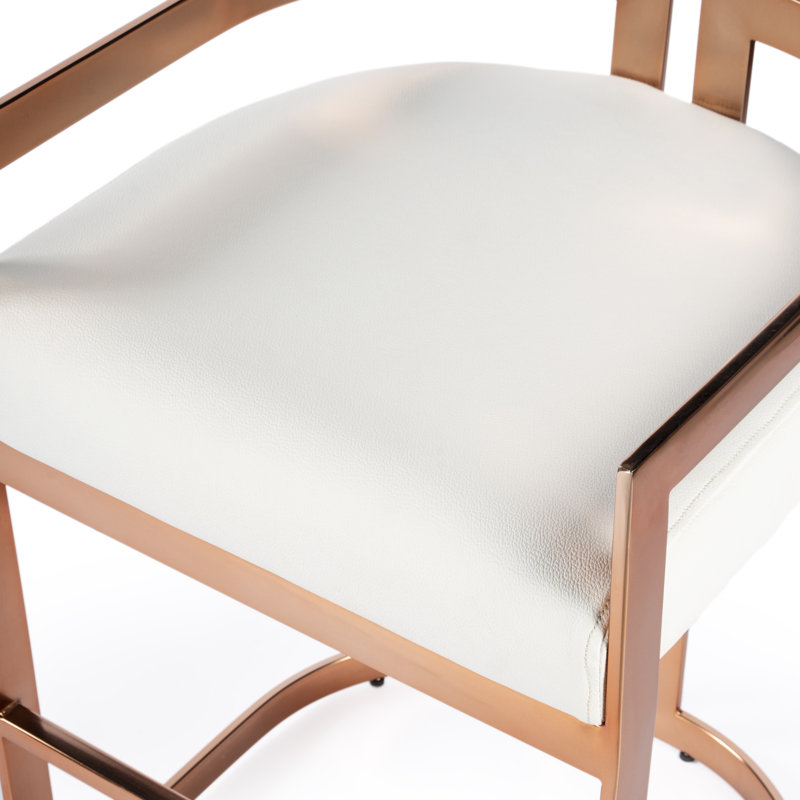 Baba Stool, Off-White, Counter Stool (24.5” Seat Height), Rose Gold