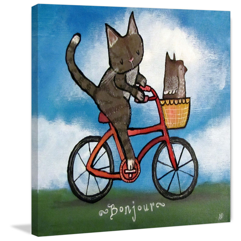 «Bike Riding Cat», reproduction sur toile tendue, H 48 po x l 48 po