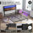 Hugo Modern Platform Bed Frame with 2-Tier Wood Storage Headboard LED Lights and Charging Station-232753174-248907181
