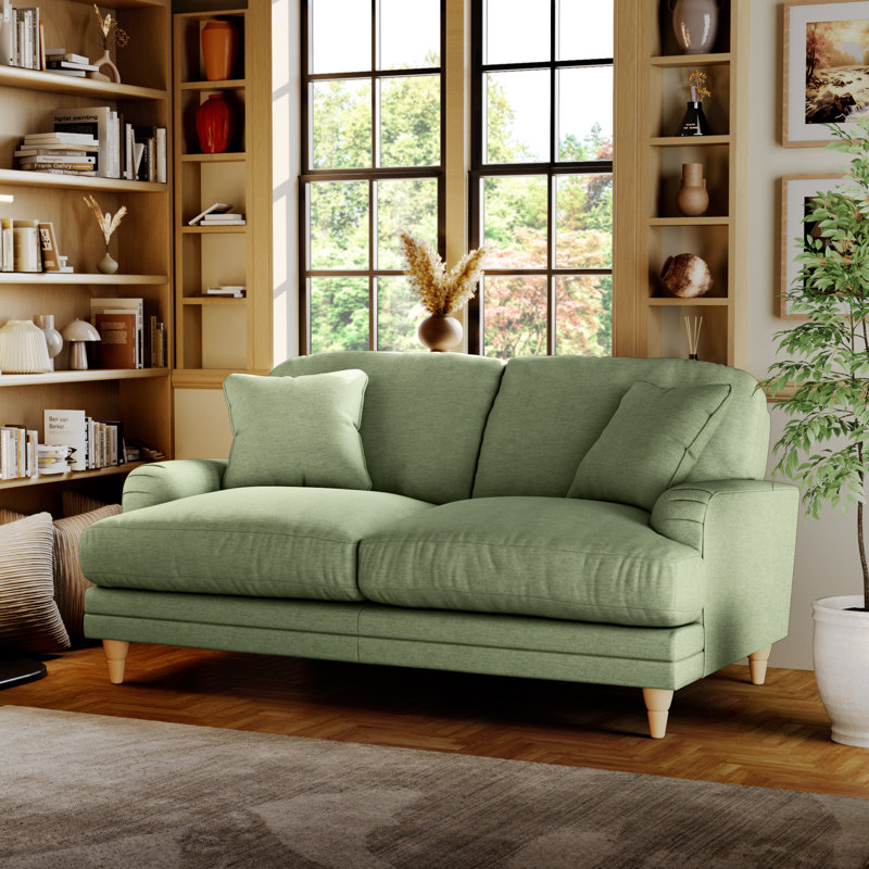 Adaku 2 Seater Sofa, Country Oak, Tropical Green