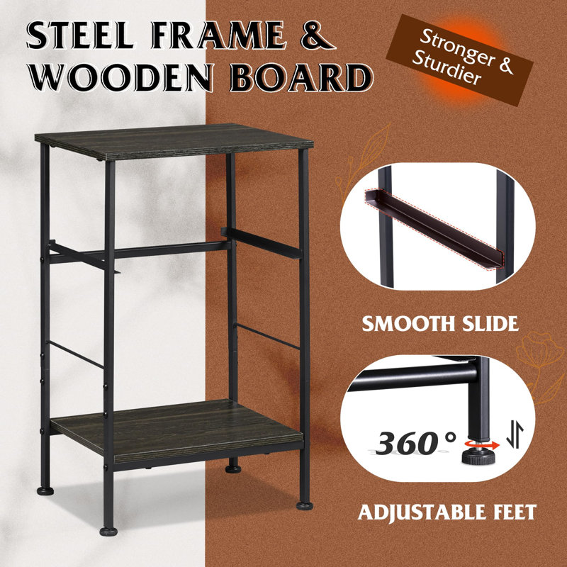 Metal Frame Nightstand with Closed Storage Cabinet and Open Bottom Shelf, Compact Space-Saving Bedside End Table for Small Bedrooms & Apartments