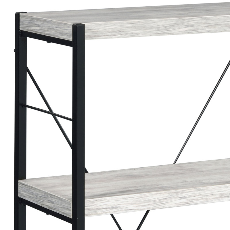 3-Shelf Bookcase With Antique White And Black Finish