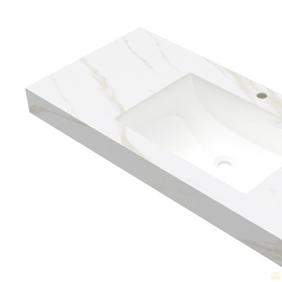 48" Sintered Stone Countertop And Undermount Ceramic Basin, No Cabinet, No Faucet And Drain