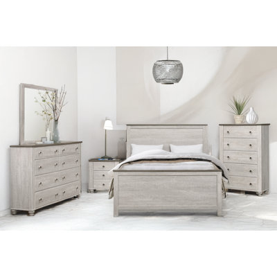 Alfreda Antique White Panel Bedroom Set