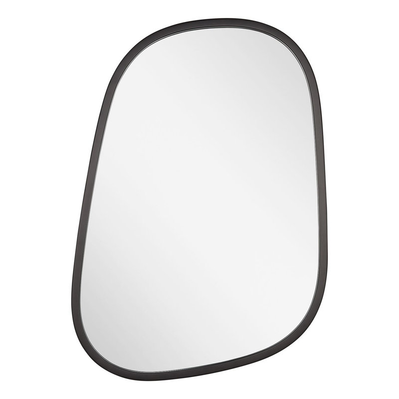 Amburgey 33-3/4" x 33-3/4" Asymmetrical Framed Bathroom Mirror, Matte Black