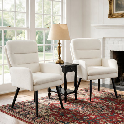 Chaise d'appoint moderne en chenille avec dossier capitonné et pieds fuselés noirs, fauteuil rembourré pour le salon, la chambre à coucher et les petits espaces, fauteuil de lecture confortable