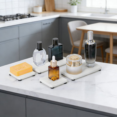Ensemble de porte-savon à séchage rapide pour salle de bain et cuisine, sous-verre en pierre naturel absorbant l'eau avec patins antidérapants, garde l'évier et le comptoir secs et propres
