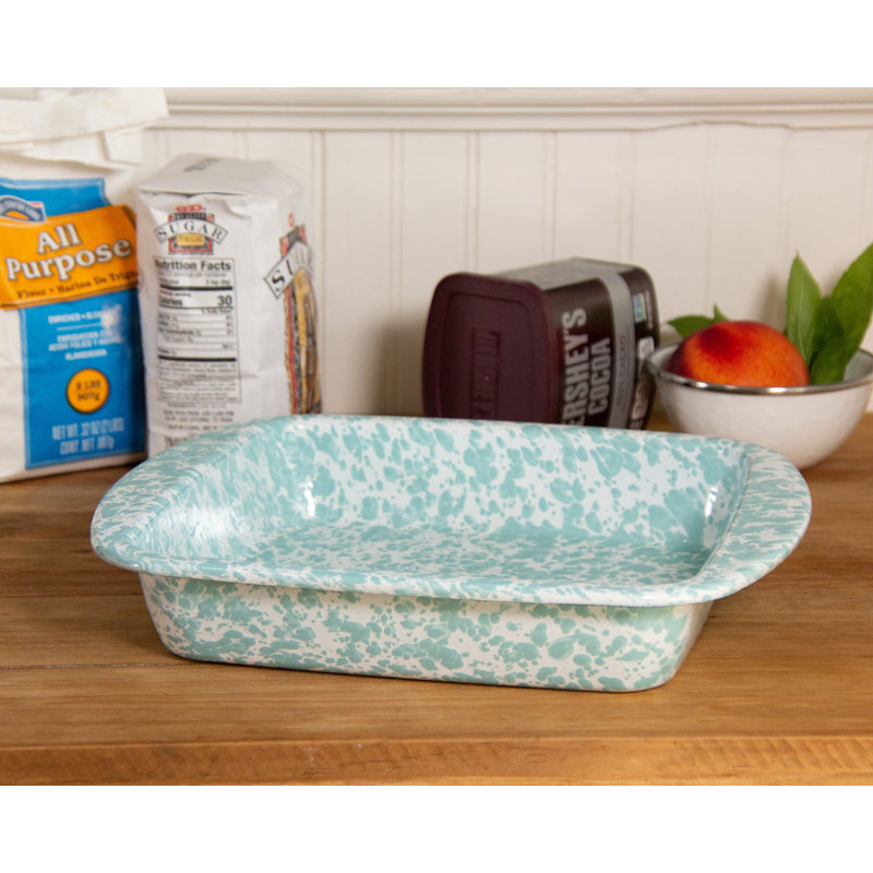 Golden Rabbit Enamelware Brownie Pan, Sea Glass