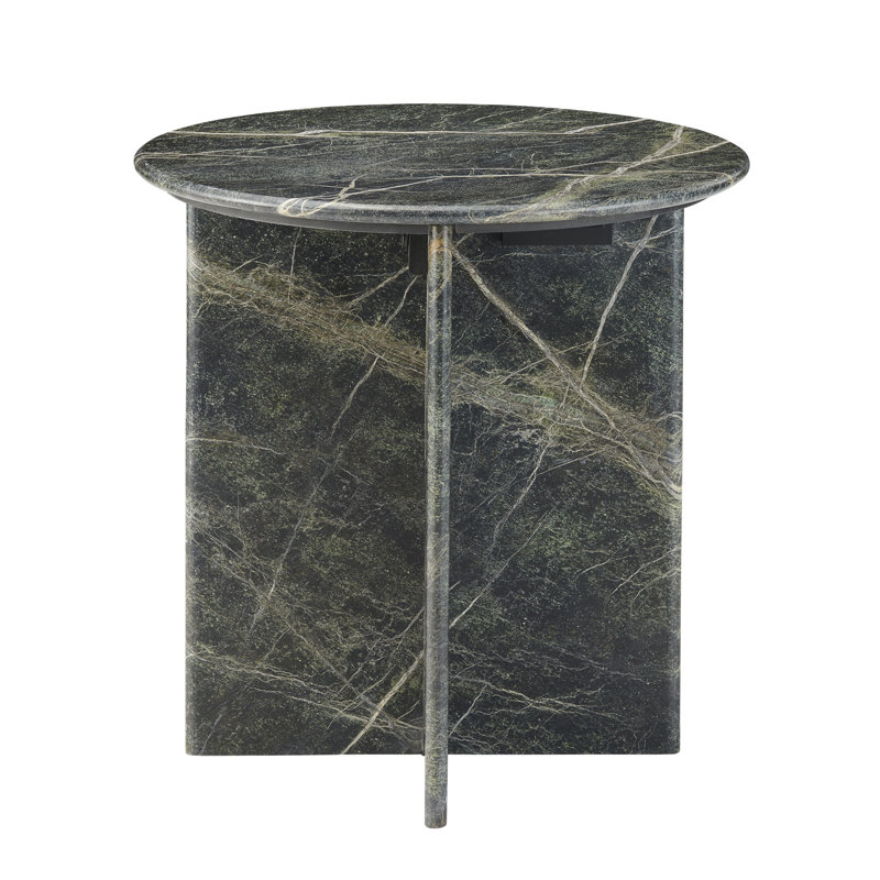 22" Dark Green Marble Accent End Table