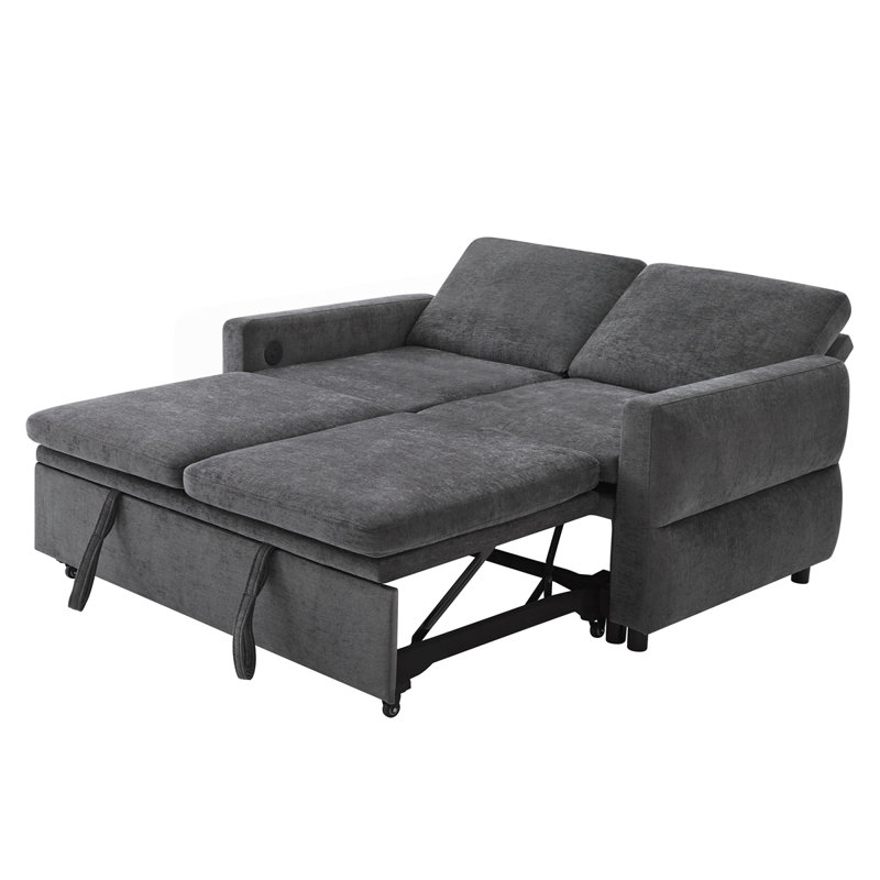Canapé-lit avec dossier réglable et ports USB 62,75 po, Grey