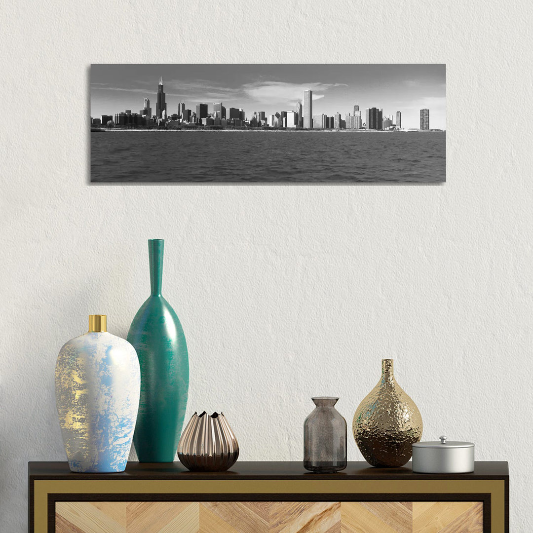 Chicago Skyline Cityscape - Wrapped Canvas Panoramic Print