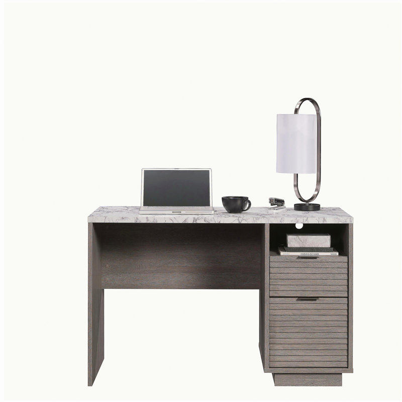 Bureau moderne avec 2 tiroirs spacieux, finition gris moyen