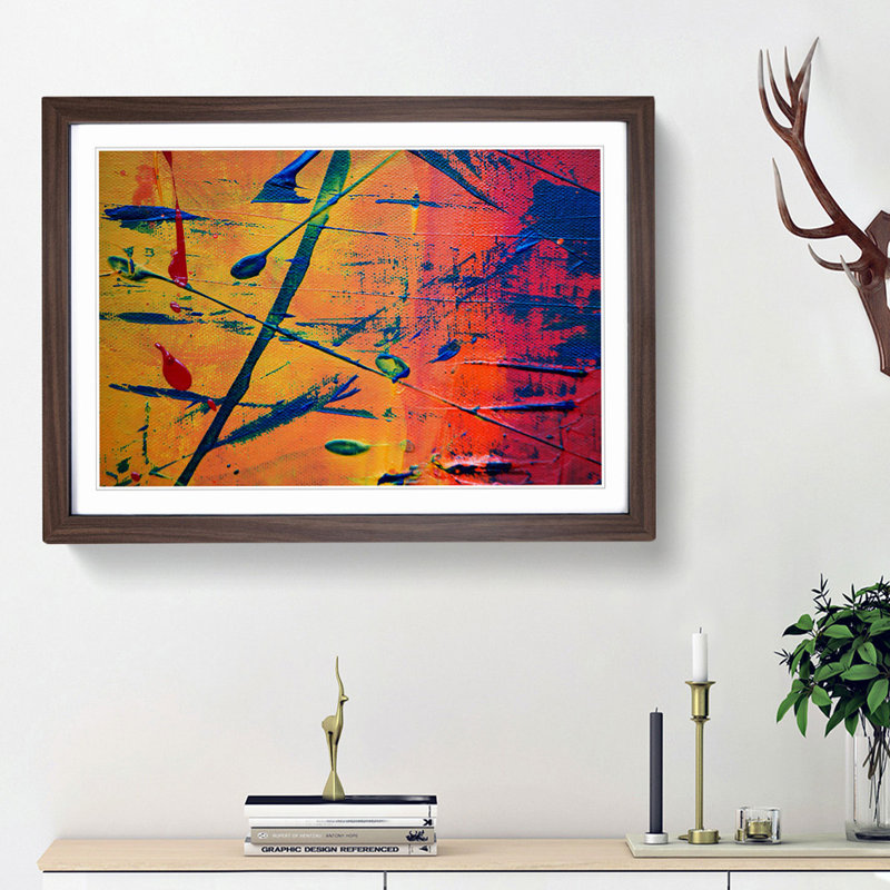 Abstract Art Painting Vol.157 by S.Johnson - Framed Print, Walnut Framed, 62cm H x 87cm W x 2cm D