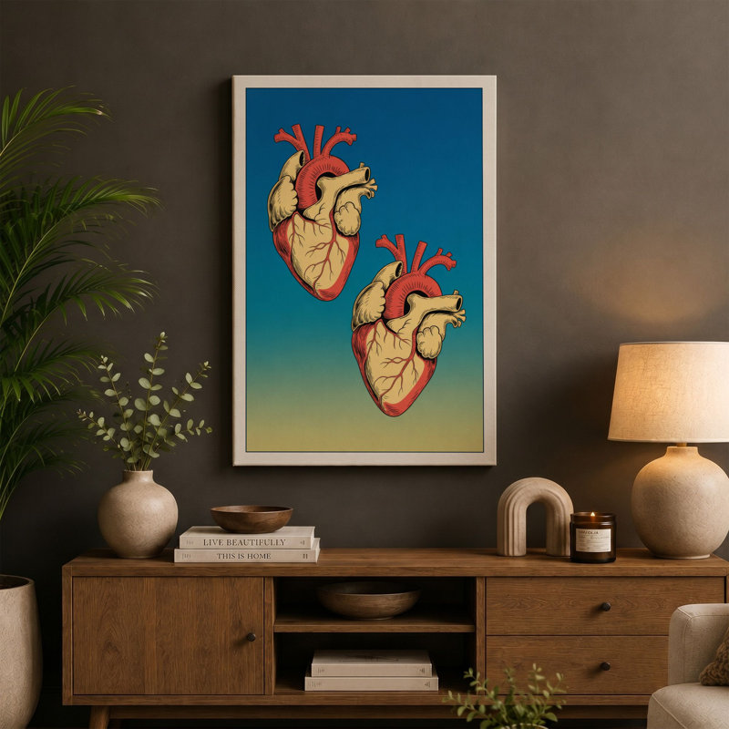 Anatomical Hearts Modern - Wrapped Canvas, Sage Border, 30x20 - 76.2 x 50.8 cm
