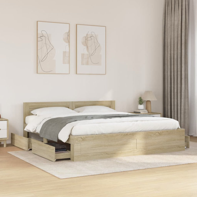 Storage Bed, Super King (6'), Sonoma Oak