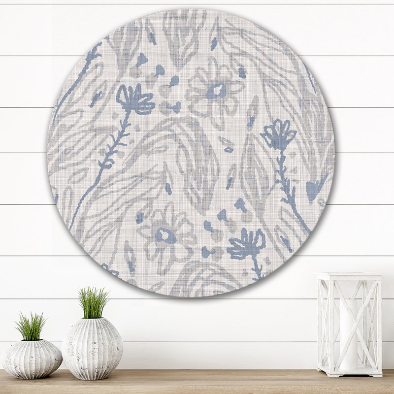 Art mural rétro à motif de fleurs de campagne bleues rétro, H 23 po x l 23 po x P 1 po