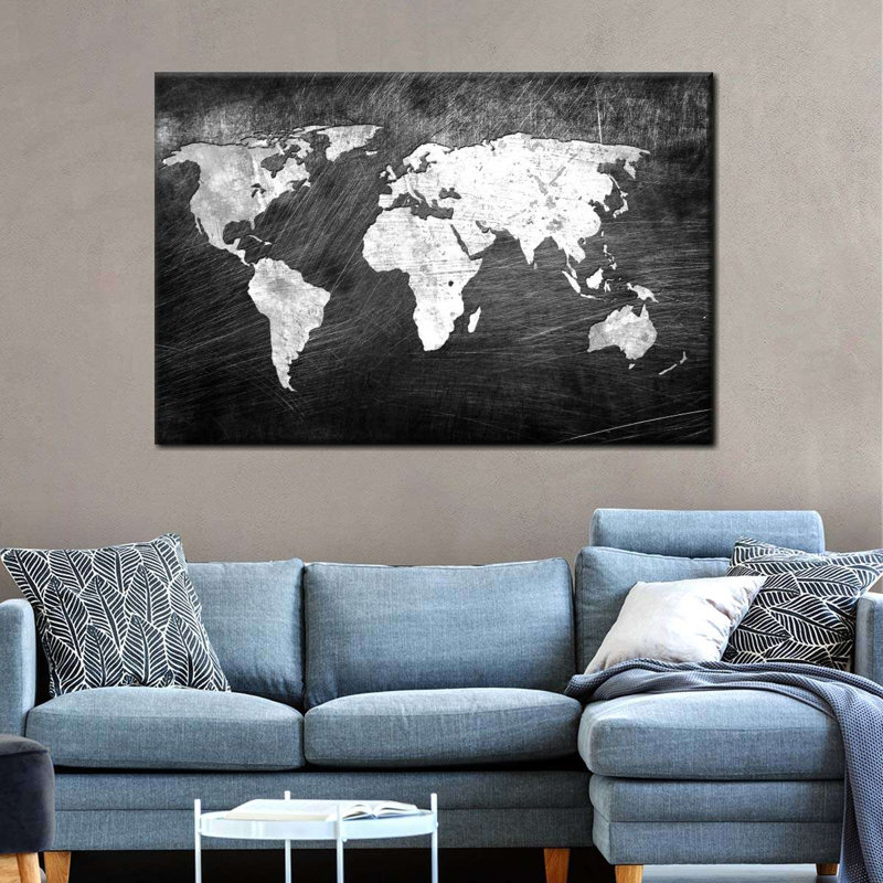 «World Map Iron Impression World Map», reproduction sur toile, H 8 po x l 12 po x P 1 po
