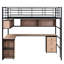 Lit mezzanine en métal noir avec bibliothèque, bureau et armoire. Économisez de l'espace dans les espaces étroits. Qualité de fabrication solide. Assemblage complet requis. Maximisez les espaces confinés. Structure.
