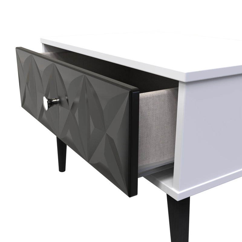 Carnlea 1 Drawer Midi Chest (Ready Assembled), Deep Black/White