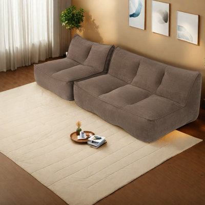 Canapés modulaires à compression, velours côtelé brun de 88,5 pouces, salon à la maison moderne
