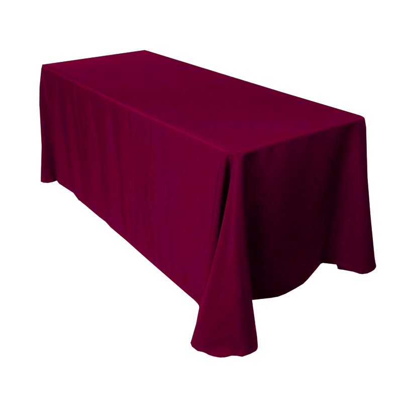 RE-10PCBurgundy Polyester Tablecloth, Burgundy, 220.5cm W x 323.4cm L