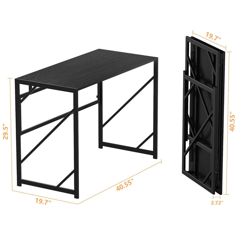 Folding Desk Writing Computer Desk For Home Office, No-Assembly Study Office Desk Foldable Table For Small Spaces