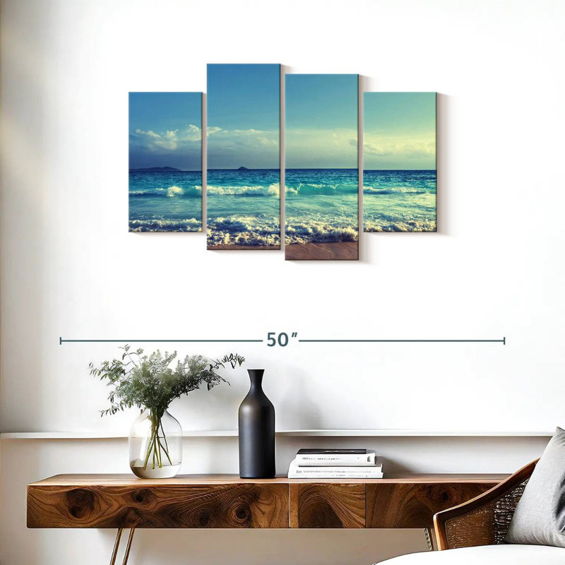 Vagues de la plage des Seychelles, H 22 po x l 36 po