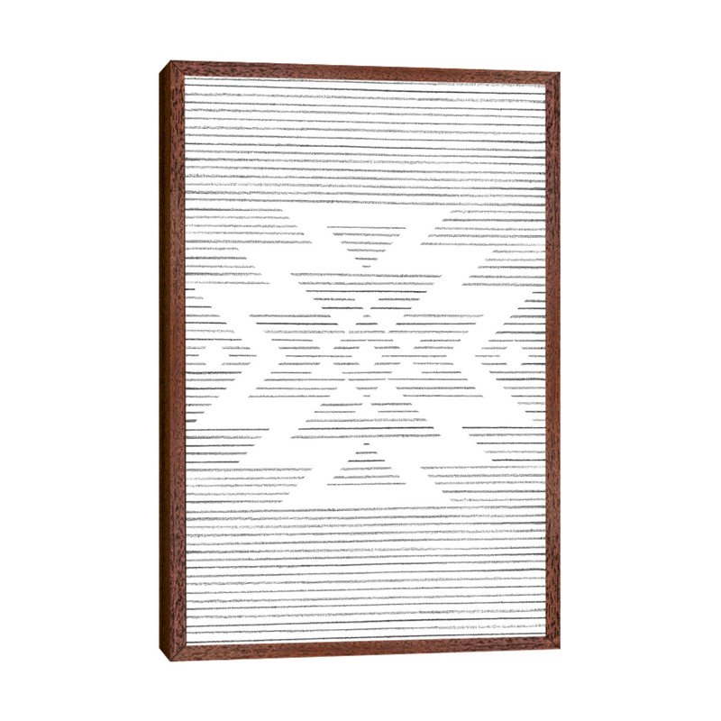 Folk Line Art III by Whales Way - Print on Canvas, 66.04cm H x 45.72cm W x 3.81cm D, Classic Brown Wood Framed