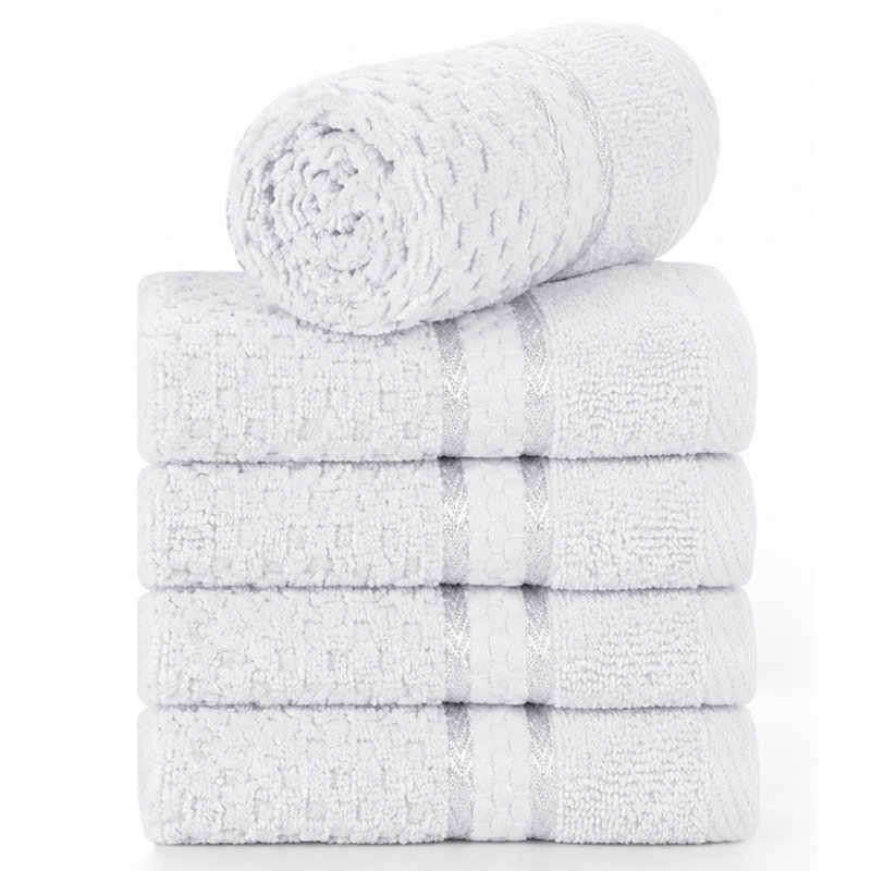 Collection de serviettes texturées 100% coton Mulaayam, Blanc