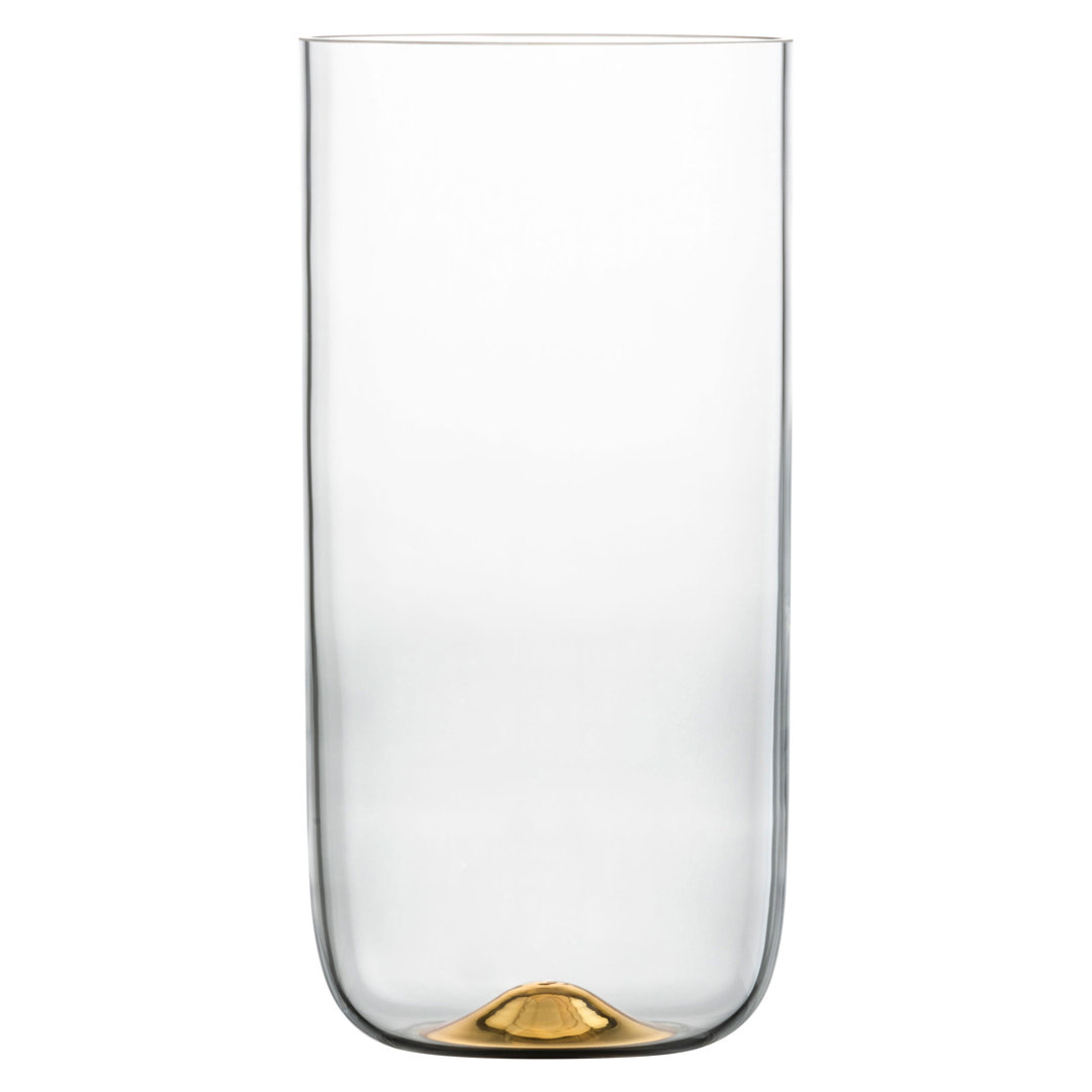 Ebern Designs Vase Dot, Dekovase, Glasvase, Dekoobjekt, Kristallglas, Gold, 25 cm