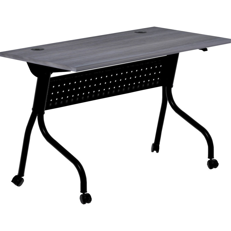 Charcoal Flip Top Training Table with Black Metal Base and Casters