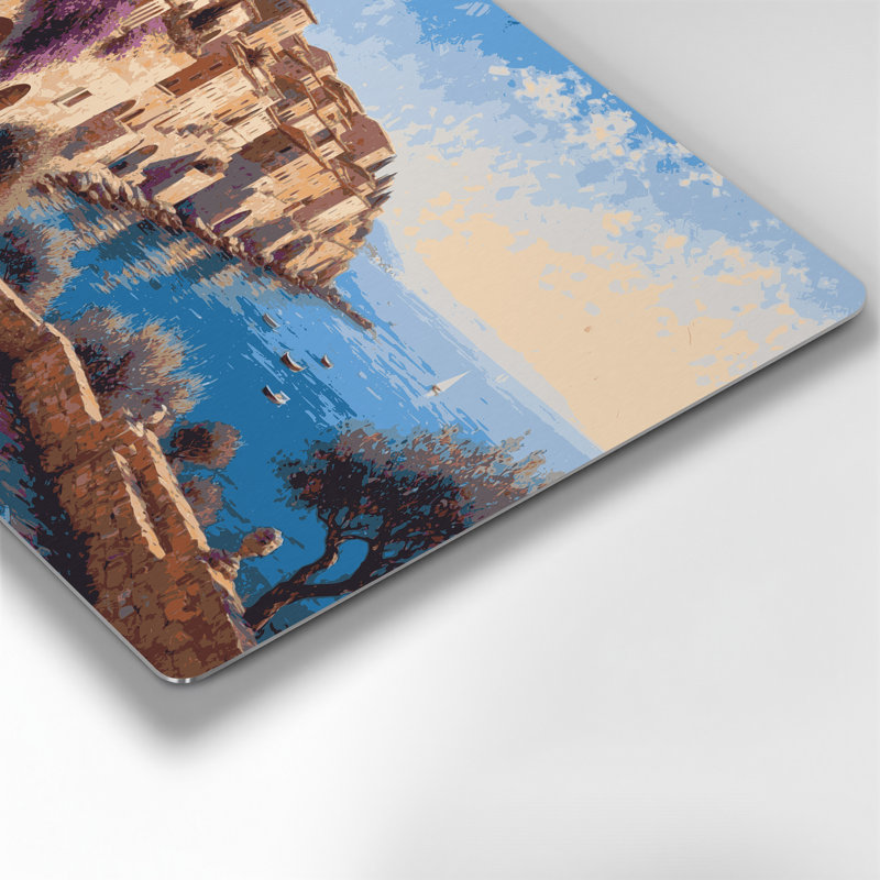Art mural en métal Beige, villes de Sicile, Italie, H 20 po x l 30 po