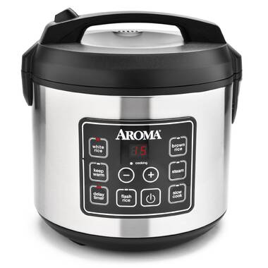MMP PRO3966807913 Aroma 8-Cup (Cooked) Digital Rice Cooker and Food Steamer  Stainless Steel