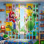 Ensemble de rideaux de fenêtre 82 po x 82 po Super Mario pour filles / garçons, ensemble de panneaux super Mario avec passe-tringle 2 pièces