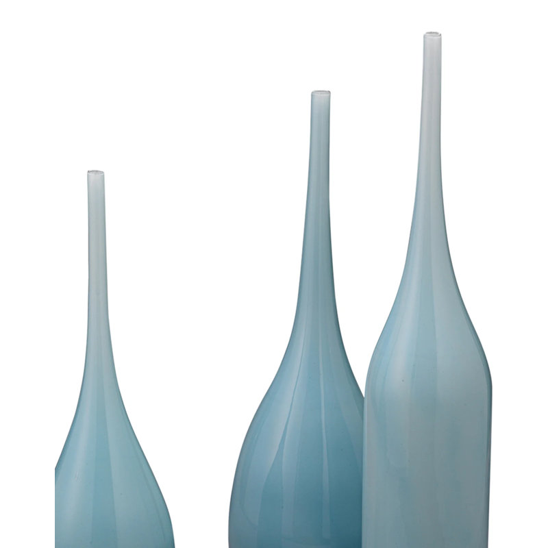 Periwinkle Blue Handblown Glass Decorative Vase Set