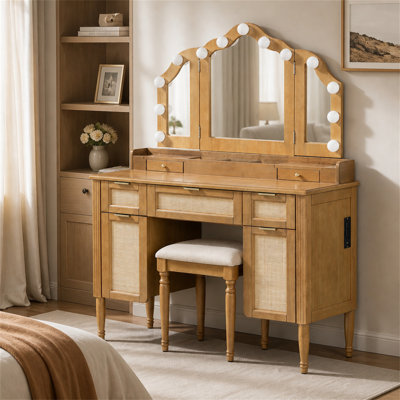 Vanity with Mirror and Seat
