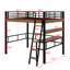 Lit mezzanine double en métal avec bureau intégré, tablette de rangement et échelle