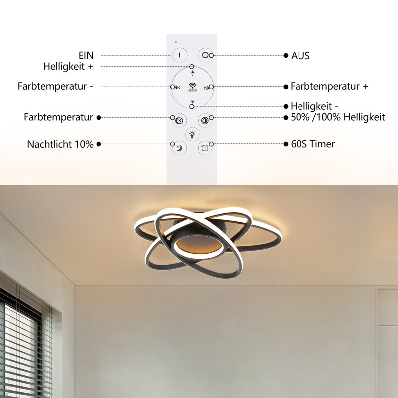 1-Light 66cm LED Integrated Flush Mount, Black