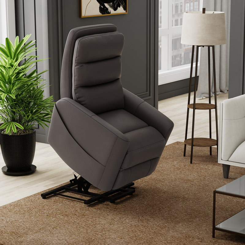Fauteuil relevable en similicuir gris Bentley, Faux cuir gris