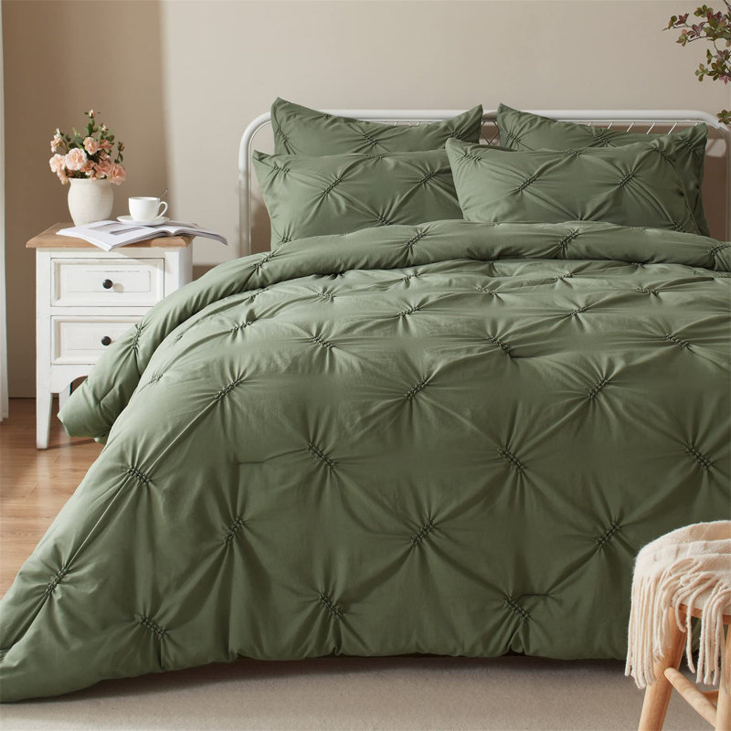 Olive Green Microfiber Queen Bed in a Bag Set