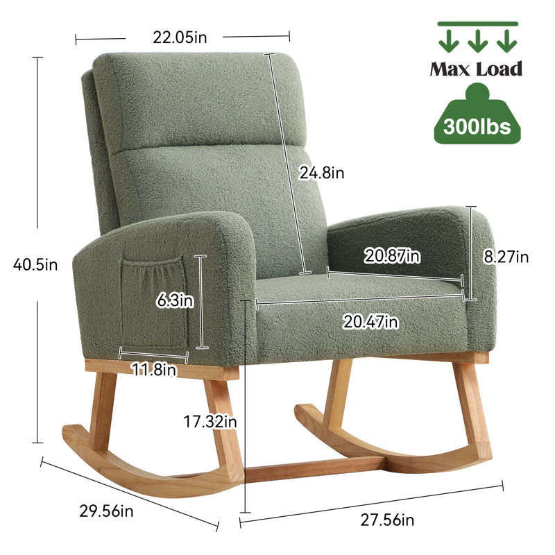 Fauteuil à bascule en bois massif, Vert
