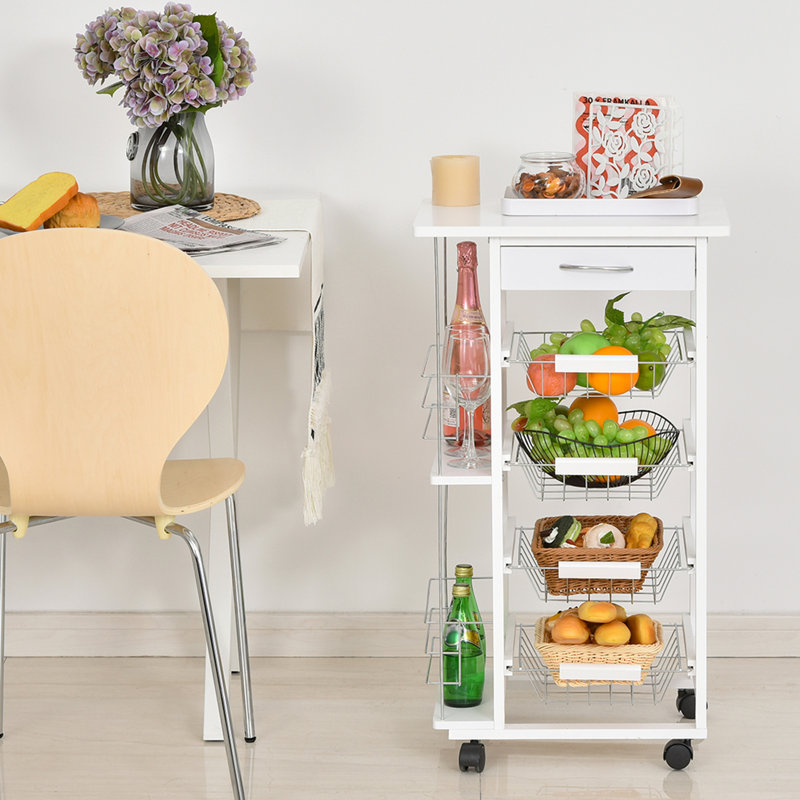 Wood Kitchen Trolley, White