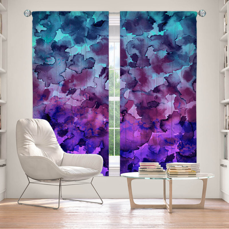 Rideau en polyester, L 40 po x L 82 po, Bleu / mauve