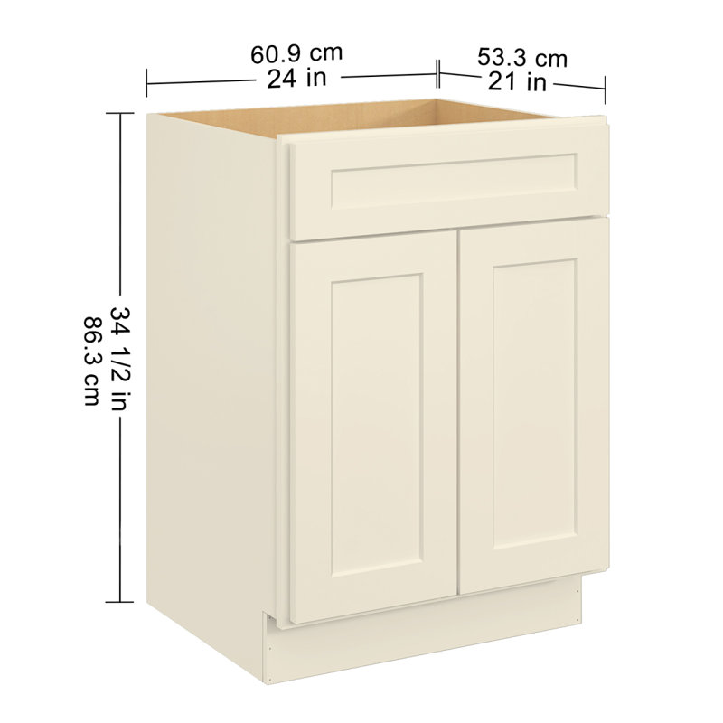 L 24 po x P 21 po P x 34,5 po. H en blanc antique contreplaqué prêt à assembler la base de meuble-lavabo, Beige